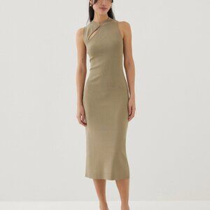 Love Bonito Mira Knit Midi Dress Dusty Green
